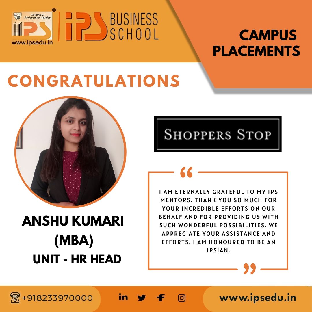 Campus Placement of Anshu Kumari in Shoppers Stop